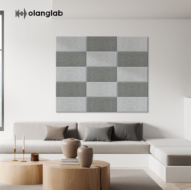 Olanglab Fiberglass Acoustic Wall Panels 4 Pack, 11.8'' x 23.6'' Sound Panels, Fabric Wrapped Sound Proof Panels for Walls (Light Gray) - Image 3